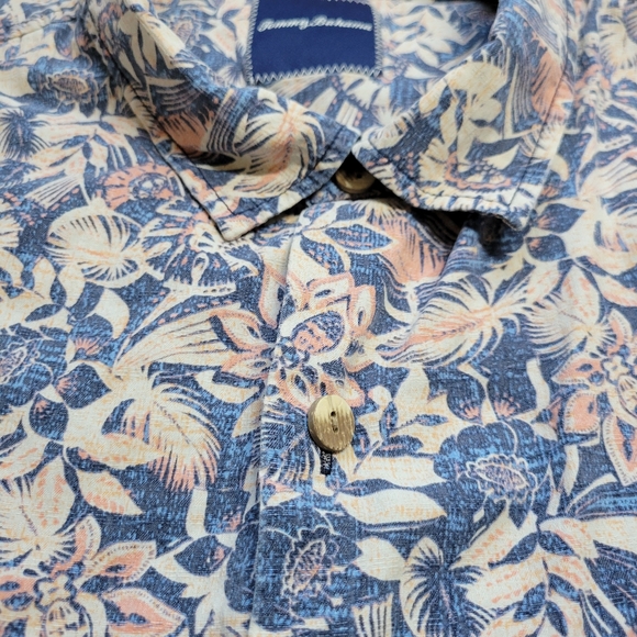 Tommy Bahama Shirt Mens 3XL Silk Floral All Over Pattern Hawaiian Blue Pink SS - Picture 5 of 7